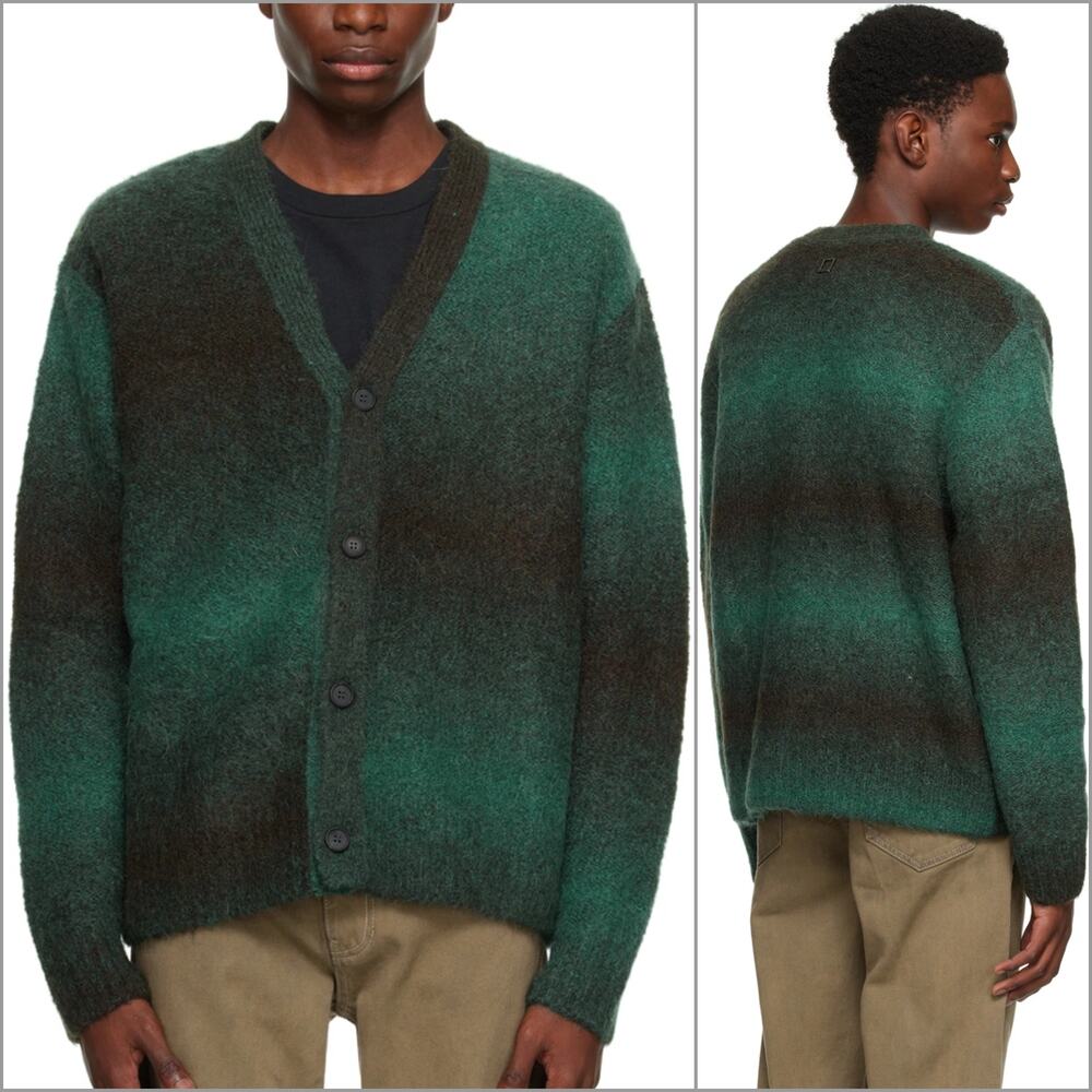 Wooyoungmi Alpaca Green Gradient Cardigan Bushed knit size 46